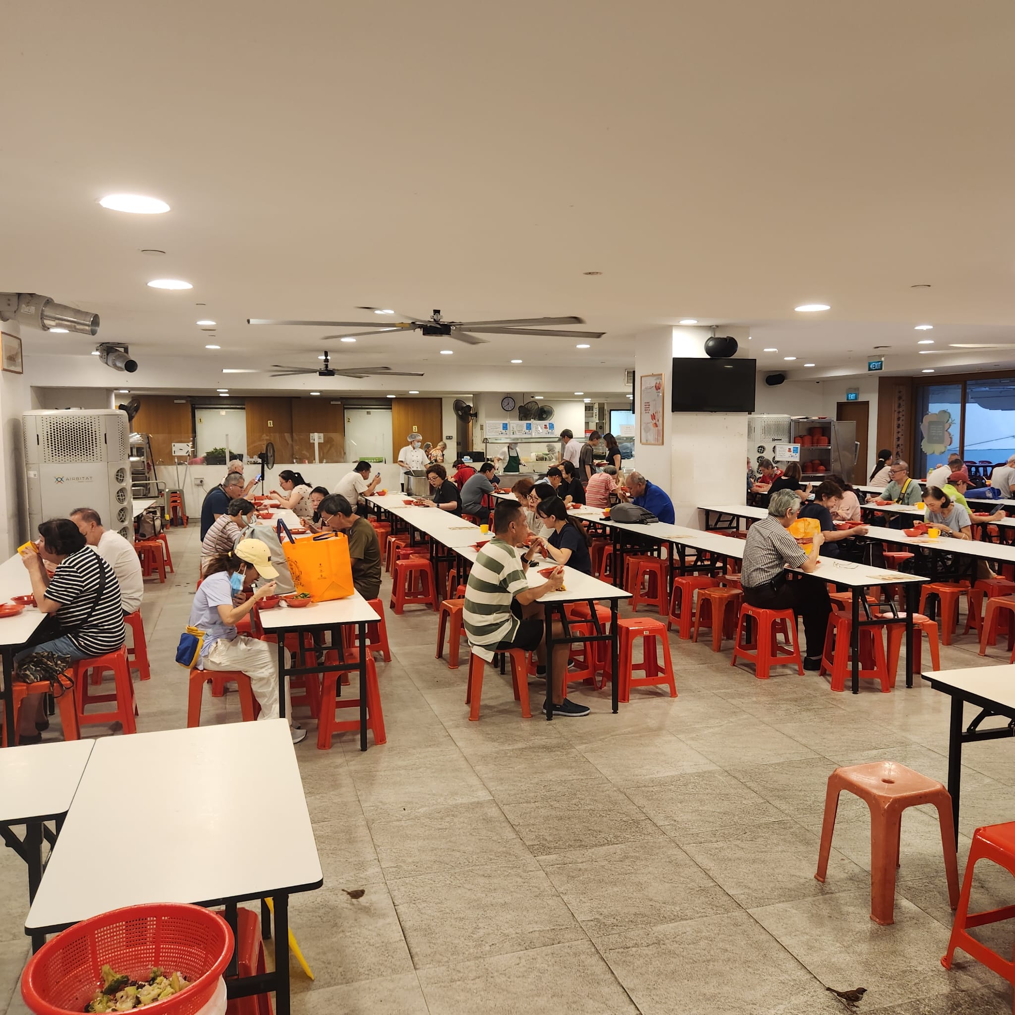 People eating at the dining hall